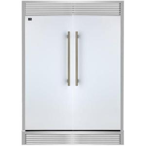 imageForno Maderno 60Inch BuiltIn SidebySide Convertible Refrigerator Freezer Dual 28Inch Units with Trim Grill Stainless Steel or Antique Brass Handles 272 cu ft Capacity 84quot Height  White