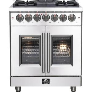 imageForno Massimo 30 Freestanding Dual Fuel Range with 5 Sealed Burners 68000BTU Wok Support ampamp Griddle 432 cuft Oven  Modern Design Fuel Range with ProStyle Handle and Zinc Coated Metal Knobs