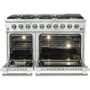 imageFORNO 3 Pcs Stainless Steel Kitchen Package with 60quot W Dual Refrigerator 276 Cu Ft 48quot All Gas Double Oven Freestanding Gas Range 24quot BuiltIn Dishwasher with 6 Wash Cycles
