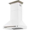 imageFORNO Aria 30quot 600 CFM Convertible Wall Mount Range Hood White Finish with Antique Brass Accents  LED Lighting Push Button Controls DishwasherSafe Baffle Filters Quiet Motor  FRHWM509530WHT