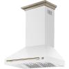 imageFORNO Aria 36quot 1200 CFM Convertible Wall Mount Range Hood White Finish with Antique Brass Accents  Stainless Steel Baffle Filters  LED Lighting  4Speed Push Button Controls  FRHWM509536WHT