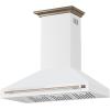 imageFORNO Aria 48quot 1200 CFM Convertible Wall Mount Range Hood White with Antique Brass Accents  Stainless Steel  LED Lighting PushButton Controls DishwasherSafe Metal Filters  FRHWM509548WHT