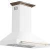 imageFORNO Aria 48quot 1200 CFM Convertible Wall Mount Range Hood White with Antique Brass Accents  Stainless Steel  LED Lighting PushButton Controls DishwasherSafe Metal Filters  FRHWM509548WHT