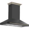 imageFORNO Aria 60quot 1200 CFM Convertible Wall Mount Range Hood Black with Antique Brass Accents  Stainless Steel Chimney  PushButton Controls  LED Lighting  DishwasherSafe Filters  FRHWM509560BLK