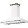 imageFORNO Aria 60quot Convertible Wall Mount Range Hood 1200 CFM  White with Antique Brass Accents  Stainless Steel  LED Lighting  PushButton Controls  Convertible Duct  Motor  FRHWM509560WHT