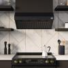 imageFORNO Bari Espresso Range Hood 30quot Under Cabinet  400CFM with Additional Brass Filter Handles  Stainless Steel Energy Efficient Kitchen Range Hood with 4 Speed Level control  Black