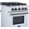 imageFORNO Breno 24quot Freestanding Gas Range 23 cuft Oven  4 Sealed Burners with Cast Iron Grates BuiltIn Storage Drawer Air Fryer Kit  White Finish with Antique Brass Accents  FFSGS627224WHT
