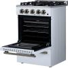 imageFORNO Breno 24quot Freestanding Gas Range 23 cuft Oven  4 Sealed Burners with Cast Iron Grates BuiltIn Storage Drawer Air Fryer Kit  White Finish with Antique Brass Accents  FFSGS627224WHT