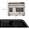 imageFORNO Capriasca Dual Fuel 48quot Inch Freestanding Range 8 Sealed Brass Burners Cooktop  658 Cu Ft Double Convection Electric Oven  Stainless Steel Stove Range Heavy Duty Cast Iron Grates