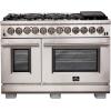 imageFORNO Capriasca Dual Fuel 48quot Inch Freestanding Range 8 Sealed Brass Burners Cooktop  658 Cu Ft Double Convection Electric Oven  Stainless Steel Stove Range Heavy Duty Cast Iron Grates