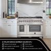 imageFORNO Capriasca Dual Fuel 48quot Inch Freestanding Range 8 Sealed Brass Burners Cooktop  658 Cu Ft Double Convection Electric Oven  Stainless Steel Stove Range Heavy Duty Cast Iron Grates