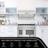 imageFORNO Savona 48quot Inch Wall Mount Range Hood Back Splash with Top Exhaust Vent  Stainless Steel Kitchen Vent Hood 1200 CFM with Dual Motors 4 Speeds Touch Control 2 Hybrid Filters and LED Lights
