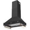 imageFORNO Venezia 30quot Wall Mount Range Hood 370 CFM Ducted Ventilation  Stainless Steel  Touch Controls  LED Lights  Adjustable Fan Speeds  Black with Antique Brass Accents  FRHWM550330BLK