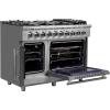 imageForno 48inch French Door Gas Range with 1 Sealed DualRing Brass Burner 20K BTU  432 CuFt Convection Fan Oven 30000 BTU  Modern Design Kitchen Range with Air Fryer Basket Rack ampamp Drip Pan