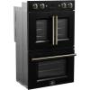 imageForno Asti 30Inch Double Electric Wall Oven with Upper French Doors in Black ampamp Antique Brass  736 Cu Ft Dual True Convection 7200W Air Fry Sous Vide SelfCleaning Function