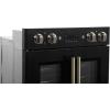 imageForno Asti 30Inch Double Electric Wall Oven with Upper French Doors in Black ampamp Antique Brass  736 Cu Ft Dual True Convection 7200W Air Fry Sous Vide SelfCleaning Function