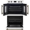 imageForno Asti 30Inch Double Electric Wall Oven with Upper French Doors in White ampamp Antique Brass 736 cu ft Dual True Convection 7200W Air Fry Sous Vide SelfClean  FBOEL134030WHT