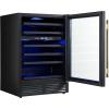 imageForno Bacchino 24 Inch Wine Cooler with Antique Brass Handles 51 Bottle Capacity Beverage Refrigerator with Triple Glass Door and LED Lighting BuiltIn or Freestanding  Black