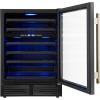 imageForno Bacchino 24 Inch Wine Cooler with Antique Brass Handles 51 Bottle Capacity Beverage Refrigerator with Triple Glass Door and LED Lighting BuiltIn or Freestanding  Black