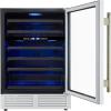 imageForno Bacchino 24 Inch Wine Cooler with Antique Brass Handles 51 Bottle Capacity Beverage Refrigerator with Triple Glass Door and LED Lighting BuiltIn or Freestanding  White