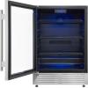 imageForno Frescolino 24 Inch Beverage Cooler 188 Can Capacity Refrigerator with Triple Glass Door and LED Lighting BuiltIn or Freestanding  Stainless Steel
