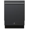 imageForno Romano Espresso 24Inch Builtin Dishwasher Stainless Steel Tub Quiet Energy Star Adjustable Racks Multiple Wash Cycles  Black Finish Multi Handle Stainless and Antique Brass