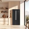 imageForno Salerno 33inch SidebySide Refrigerator  156 CuFt Refrigerator for Kitchen with LED Touch Control Fast Cool Fast Freeze Black