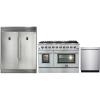 imageFORNO 3 Pcs Stainless Steel Kitchen Package with 60quot W Dual Refrigerator 276 Cu Ft 48quot All Gas Double Oven Freestanding Gas Range 24quot BuiltIn Dishwasher with 6 Wash Cycles