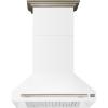 imageFORNO Aria 36quot 1200 CFM Convertible Wall Mount Range Hood White Finish with Antique Brass Accents  Stainless Steel Baffle Filters  LED Lighting  4Speed Push Button Controls  FRHWM509536WHT