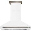 imageFORNO Aria 48quot 1200 CFM Convertible Wall Mount Range Hood White with Antique Brass Accents  Stainless Steel  LED Lighting PushButton Controls DishwasherSafe Metal Filters  FRHWM509548WHT