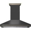 imageFORNO Aria 60quot 1200 CFM Convertible Wall Mount Range Hood Black with Antique Brass Accents  Stainless Steel Chimney  PushButton Controls  LED Lighting  DishwasherSafe Filters  FRHWM509560BLK