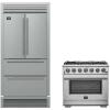 imageFORNO Premium 2Piece Kitchen Bundle  Galiano 48quot Stainless Steel Range Forno Moena 36quot French Door 192 cu ft Stainless Steel Refrigerator with Decorative Grill  40quot Wide  FBDL01903CAUS