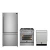 imageFORNO Premium 3Piece Kitchen Bundle  30quot Gas Range Bottom Freezer Refrigerator ampamp BuiltIn Dishwasher in Stainless Steel  FBDL01201CAUS