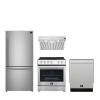 imageFORNO Premium 4Piece Kitchen Bundle  30quot Electric Range 30quot Range Hood 31quot French Door Refrigerator ampamp 24quot BuiltIn Dishwasher in Stainless Steel  FBDL01001US
