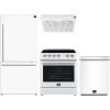 imageFORNO Premium 4Piece Kitchen Package  30quot Electric Range 30quot Range Hood 31quot Bottom Freezer Refrigerator 24quot TallTub Dishwasher  White with Antique Brass and Stainless Handles  FBDL00603US