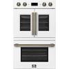 imageForno Asti 30Inch Double Electric Wall Oven with Upper French Doors in White ampamp Antique Brass 736 cu ft Dual True Convection 7200W Air Fry Sous Vide SelfClean  FBOEL134030WHT