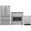 imageForno Premium 3Piece Kitchen Bundle  36Inch Marco Gas Range French Door Refrigerator ampamp Dishwasher in Stainless Steel  FBDL00901CAUS