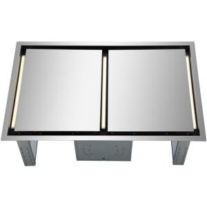 imageFORNO Arezzo 44 Inch Builtin Ceiling Range Hood Stainless Steel 1200 CFM Double Motor Fan Perimetric Heat Recess in Soffit Range Hood Steam Capture with Remote Control