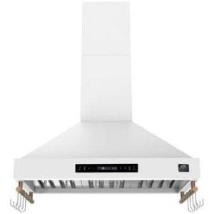 imageFORNO Venezia 36quot 370 CFM Wall Mount Ducted Range Hood with Touch Controls 3Speed Fan LED Lights DishwasherSafe Baffle Filters Adjustable Chimney Height Side Utensil Hooks  FRHWM550336WHT