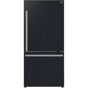imageForno 31quot Milano Espresso Black Fridge with Bottom Freezer  172 cu ft Counter Depth Refrigerator with Touch Control ampamp LED  Swing Door Fridge with Adjustable Door Bins and Crisper Drawer