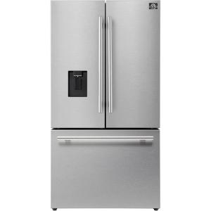 imageForno Aosta 36Inch French Door Refrigerator  224 cuft Capacity with External Water ampamp Ice Dispenser Automatic Ice Maker and Adjustable Shelves  Stainless Steel