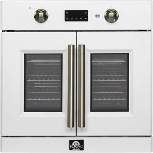 imageForno Asti 30Inch French Door Electric Wall Oven in White ampamp Antique Brass 368 cu ft True Convection 3600W Air Fry Sous Vide SelfClean