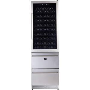 imageForno Azienda 24 Inch Freestanding Wine Cooler Fridge with Quiet Dual Temperature Monitor Zone Double Layer Glass Door Display Rack Multiple Compartment 108 bottles 55 cans