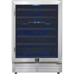 imageForno Bacchino 24 Inch Wine Cooler 51 Bottle Capacity Beverage Refrigerator with Triple Glass Door and LED Lighting BuiltIn or Freestanding  Stainless Steel