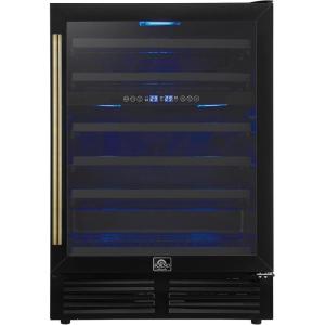 imageForno Bacchino 24 Inch Wine Cooler with Antique Brass Handles 51 Bottle Capacity Beverage Refrigerator with Triple Glass Door and LED Lighting BuiltIn or Freestanding  Black