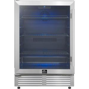 imageForno Frescolino 24 Inch Beverage Cooler 188 Can Capacity Refrigerator with Triple Glass Door and LED Lighting BuiltIn or Freestanding  Stainless Steel