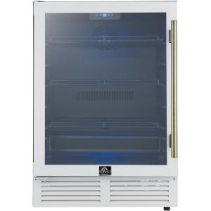 imageForno Frescolino 24 Inch Beverage Cooler with Antique Brass Handles 188 Can Capacity Refrigerator with Triple Glass Door and LED Lighting BuiltIn or Freestanding  White