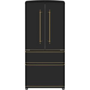imageForno Luigi 33Inch French Door Refrigerator 18 cuft ENERGY STAR Certified with Antique Brass Handles  Black Finish
