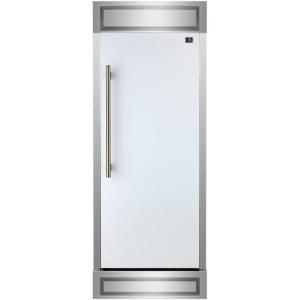 imageForno Maderno 28Inch BuiltIn Convertible Refrigerator Freezer 136 cuft Decorative Trim Grill 32Inch Wide with Antique Brass Handle No Frost Inverter Compressor Right Swing Door  White