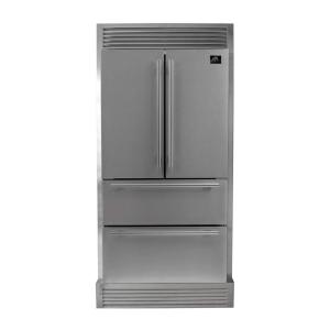 imageForno Moena 40quot Wide 36quot  4quot Trim Kit Refrigerator and Freezer 192 CuFt with Trim Kit Grill  French Door Counter Stainless Steel Freestanding Fridge with Ice Maker